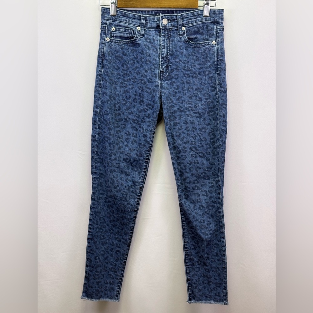 GAP Women's‎ Mid-Rise Legging Skinny Blue Leopard Print Jeans Size 4/27